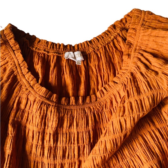 LUCCA OFF-SHOULDER RUST BOHO DRESS - Picture 5 of 7
